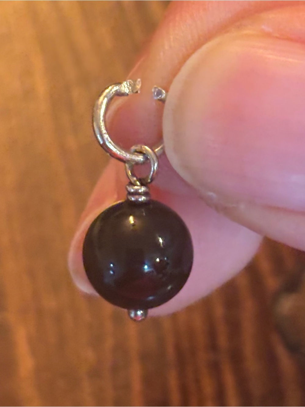 Retired James Avery Black Bead Charm Hoop - Women Jewelry Bracelet Accent